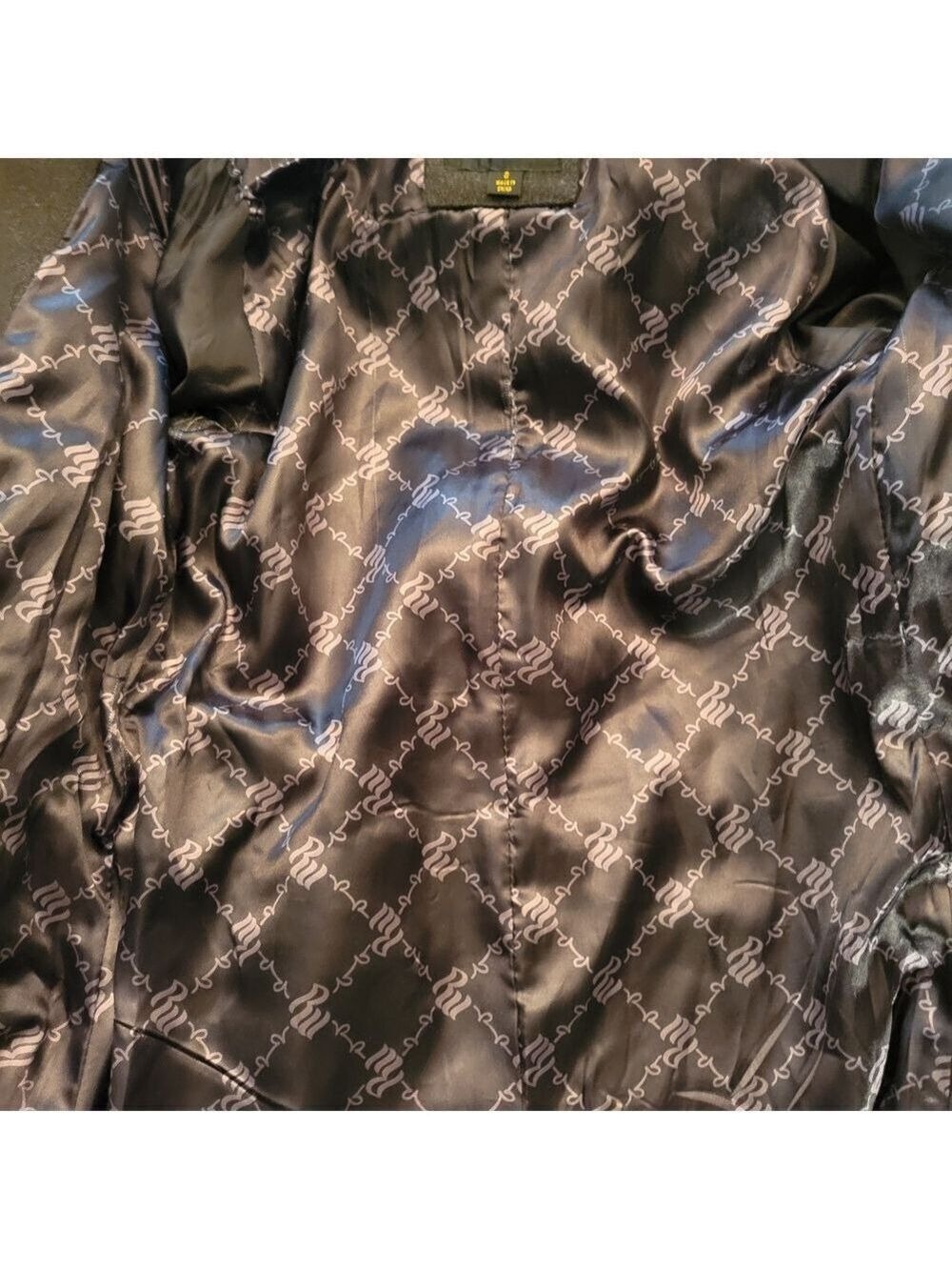 Rocawear Black Wool Belted Hooded Jacket with Logo Pattern Small - Picture 5 of 6
